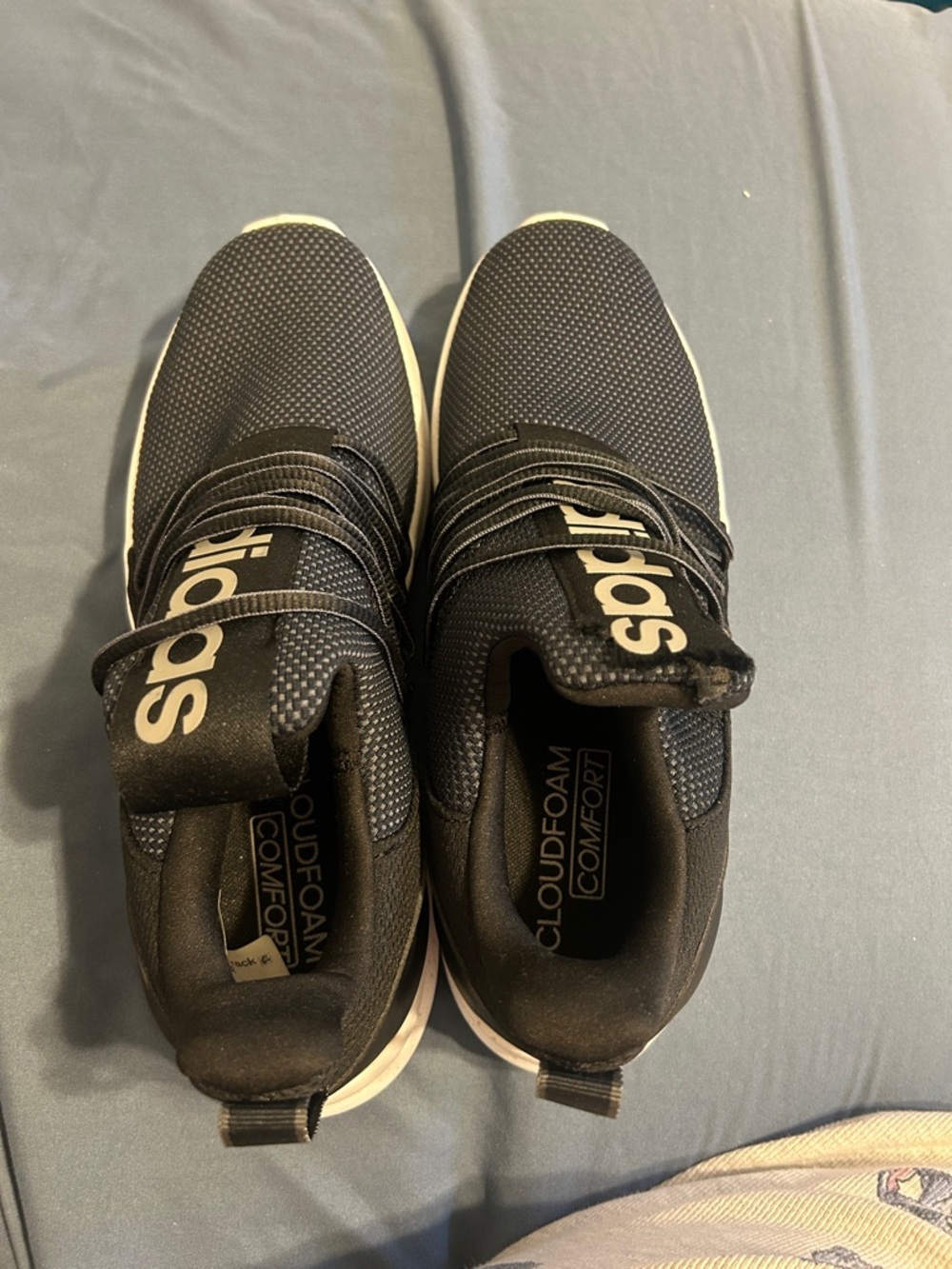 Adidas Men's Black/Grey/White Cloudfoam Slip-On Sneakers